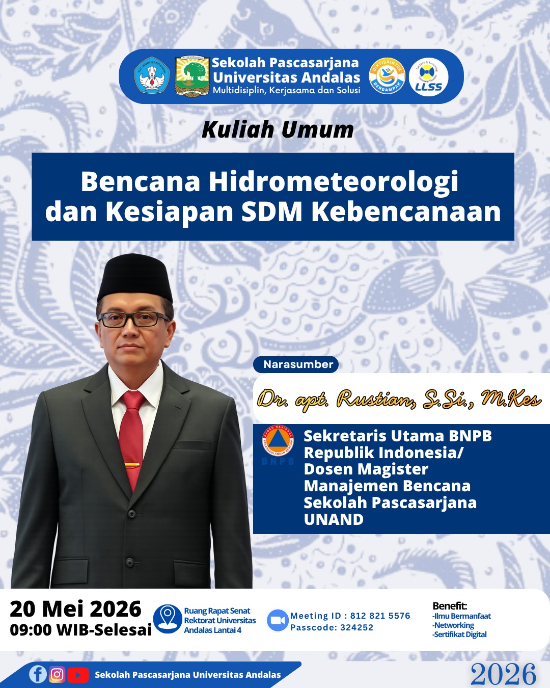 SPs Unand Gelar Kuliah Umum: Penguatan SDM Kebencanaan Hadapi Risiko Hidrometeorologi